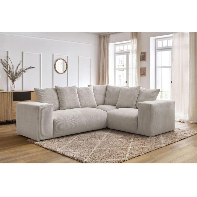 Bej Fitilli Kadife Kumaş Modüler Sağ Köşe Koltuk Takımı - 268x214 cm - 153817