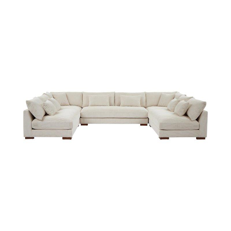 Bej Fitilli Kadife Panoramik Köşe Koltuk Takımı - 375x274 cm - 155815