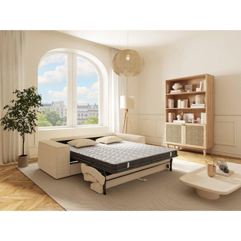 Bej Fitilli Kadife Pratik Mekanizmalı 4 Kişilik Yataklı Koltuk - 236 cm - 155428