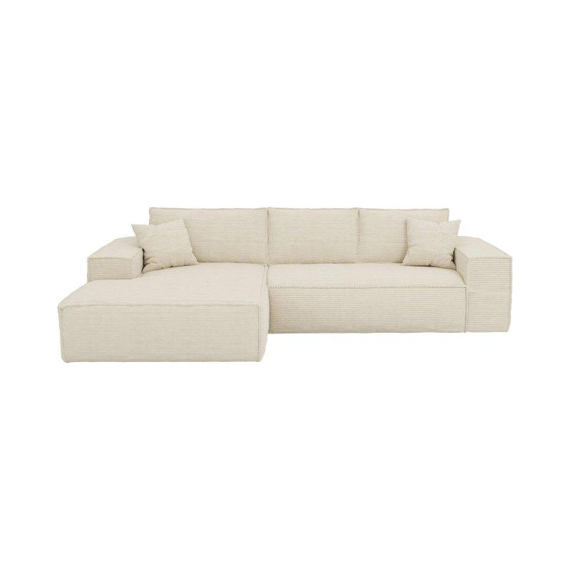 Bej Fitilli Kadife Visco Yataklı Sol Köşe Koltuk - 320 cm - 155779