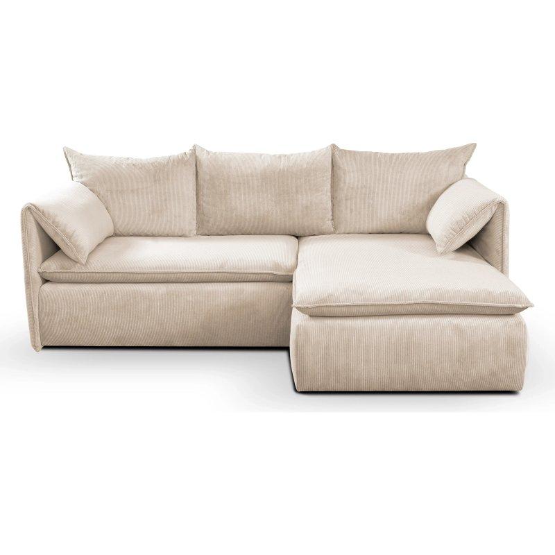 Bej Fitilli Kadife Yataklı Sandıklı Sağ Köşe Koltuk - 230x166 cm - 155671