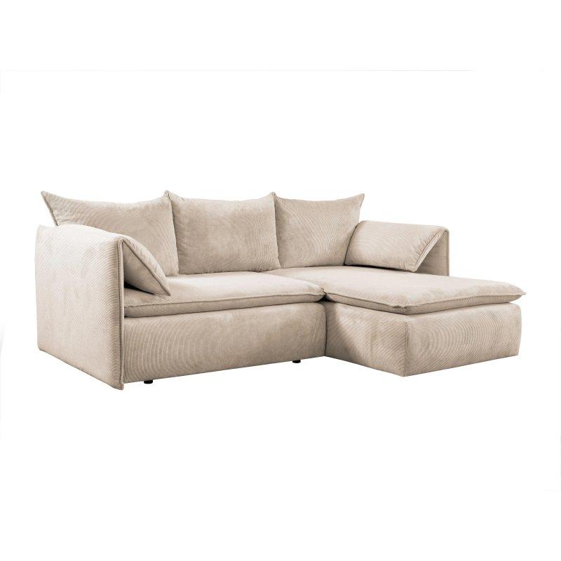 Bej Fitilli Kadife Yataklı Sandıklı Sağ Köşe Koltuk - 230x166 cm - 155671