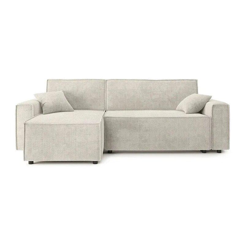 Bej Fitilli Kadife Yataklı Sandıklı Yönü Değiştirilebilir Köşe Koltuk - 252 cm - 155650