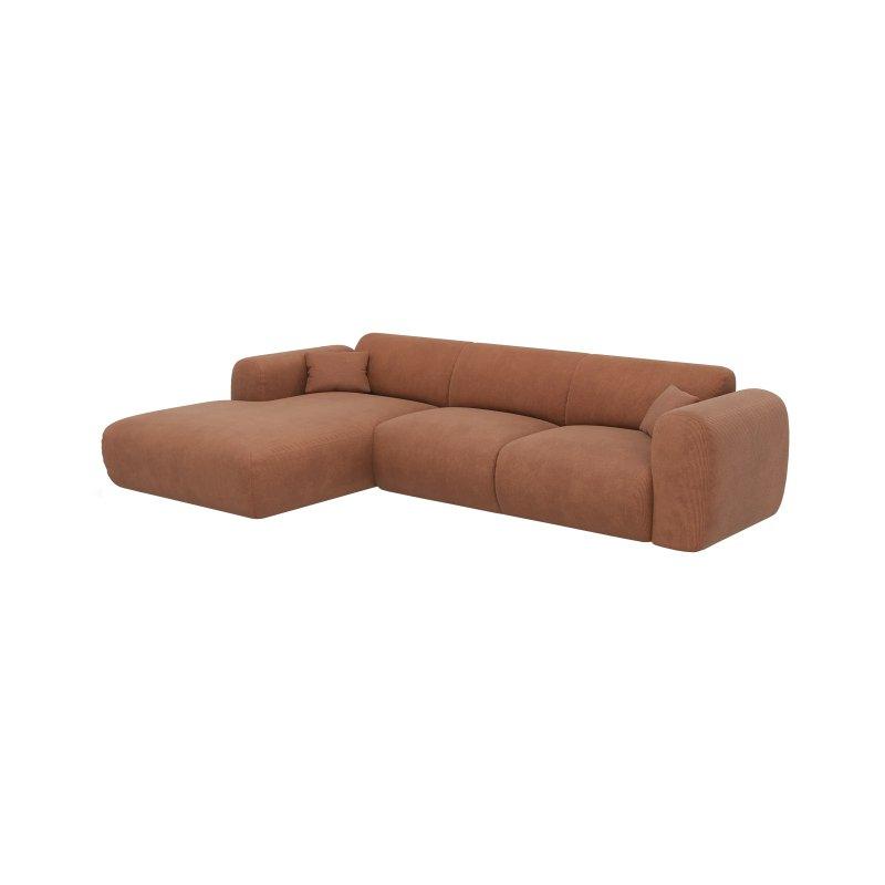 Bej İnce Fitilli Kadife Kumaş Ekstra Kırlentli Sol Köşe Koltuk - 280x165 cm - 156046