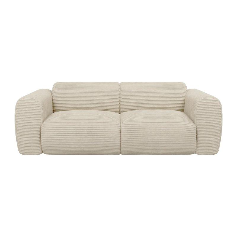 Bej İnce Fitilli Kadife Tasarım Puf Koltuk - 75x75 cm - 156127