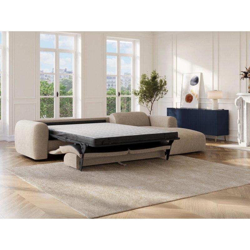 Bej İnce Fitilli Kadife Yataklı Sağ Köşe Koltuk - 299 cm - 156136