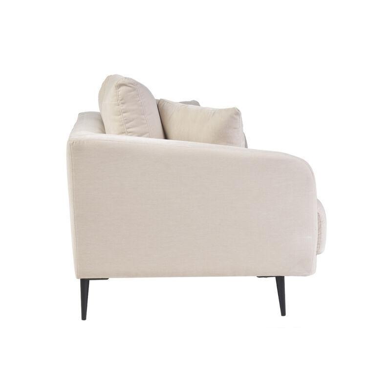 Bej Kadife Dokulu Kumaş Siyah Metal Ayaklı Üçlü Koltuk - 207 cm - 153411