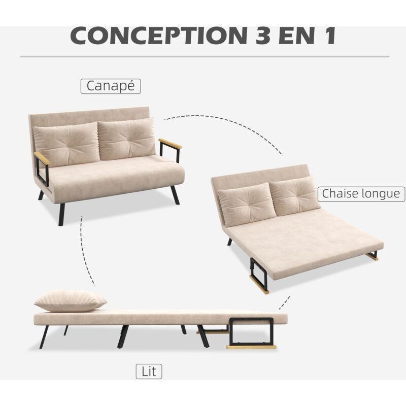 Bej Kadife Kumaş 5 Kademeli Sırt Ayarlı Yatak Olan İkili Koltuk - 102 cm - 152828