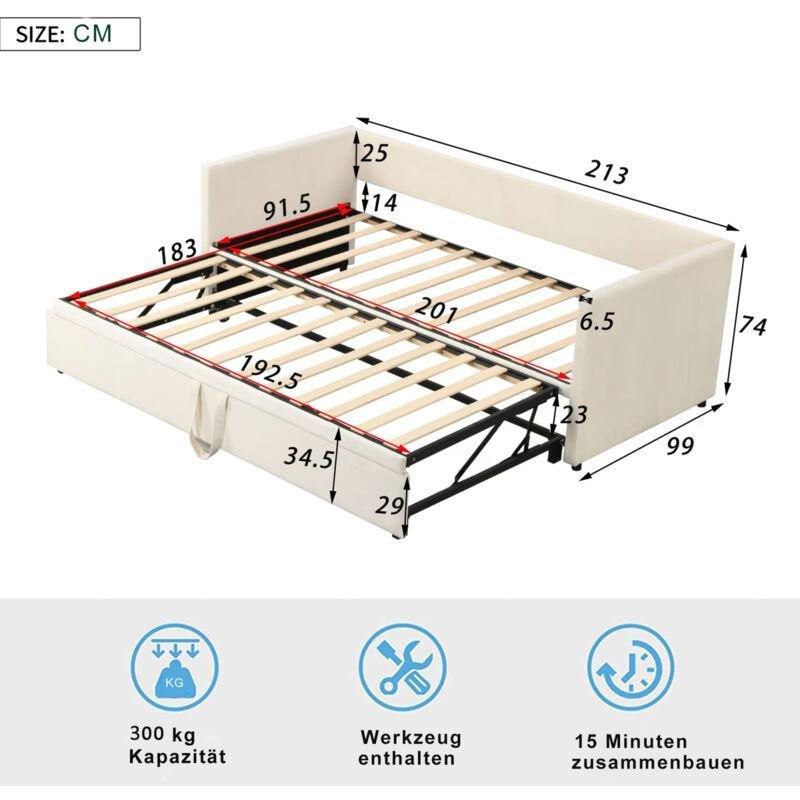 Bej Kadife Kumaş Genişleyebilir Yataklı Koltuk - 90180x200 cm - 153792
