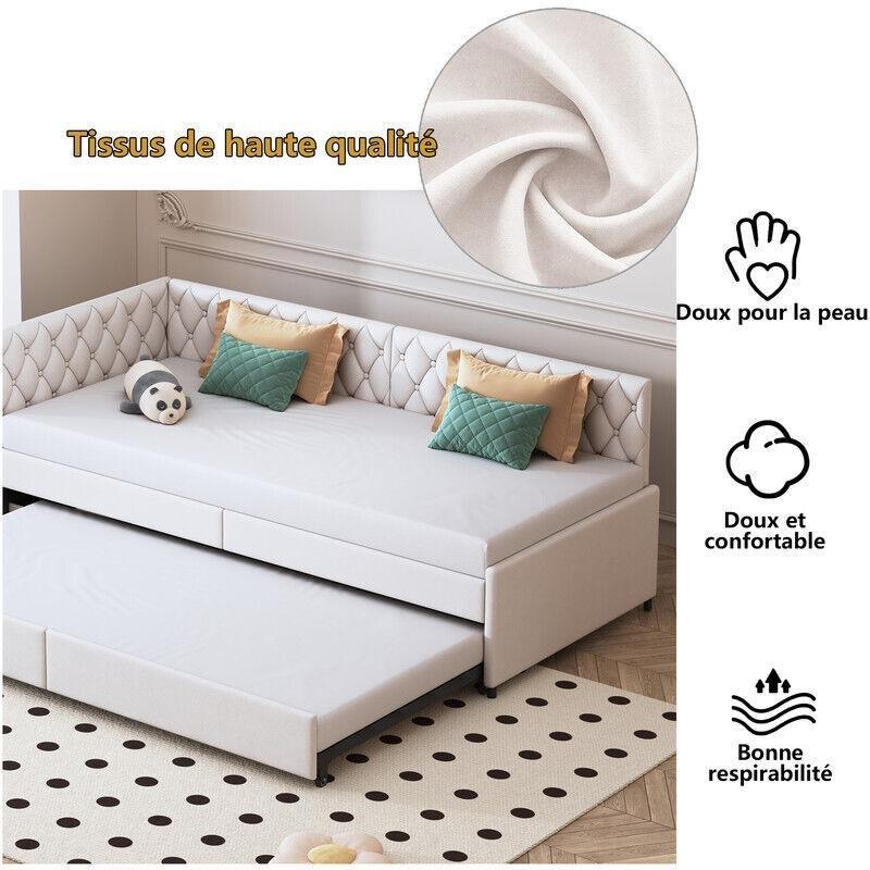Bej Kadife Kumaş Metal Latalı Yatak Olabilen Koltuk - 90180x200 cm - 153739