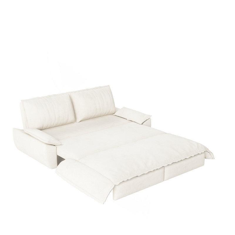 Bej Kadife Queen Boy Yataklı Dönüştürülebilir İkili Koltuk - 186 cm - 151831