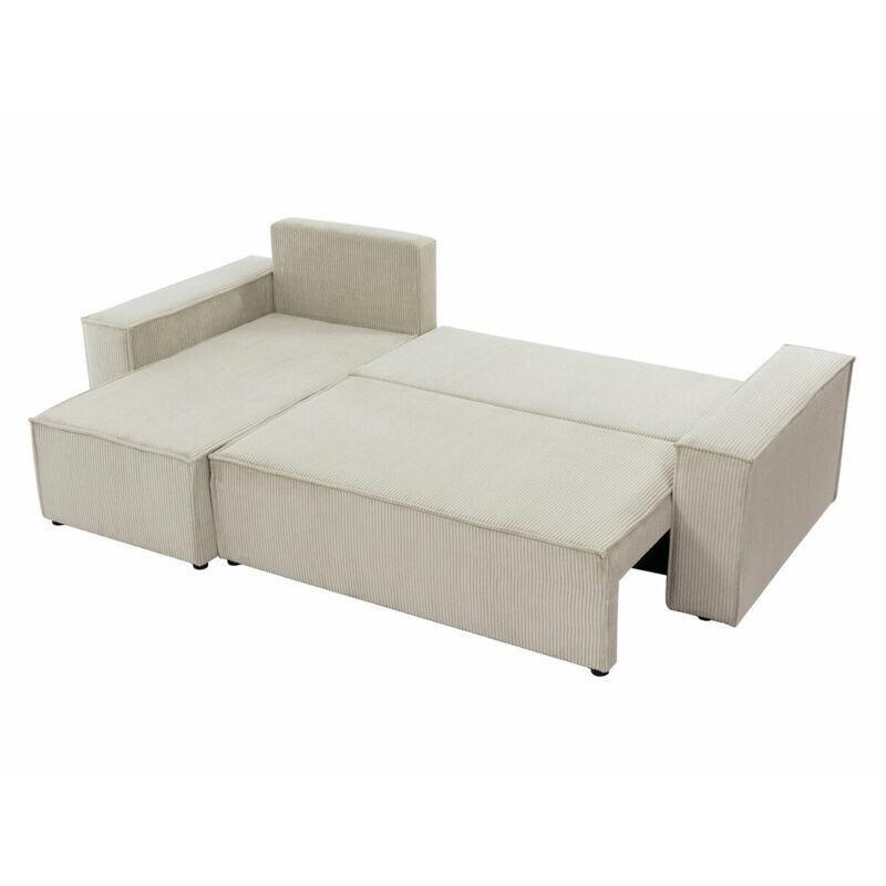 Bej Kadife Yataklı Sandıklı Universal L Köşe Koltuk - 244x145 cm - 153362