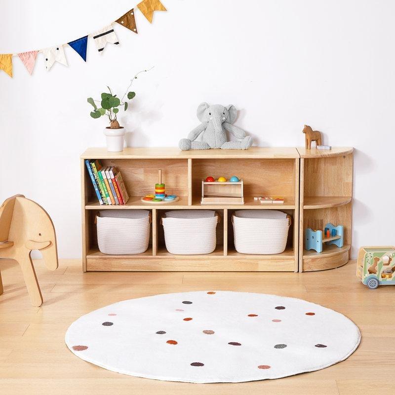 Bej Kauçuk Ağacı 5 Bölmeli 2 Katlı Montessori Oyuncak Dolabı - 110 cm - 150306