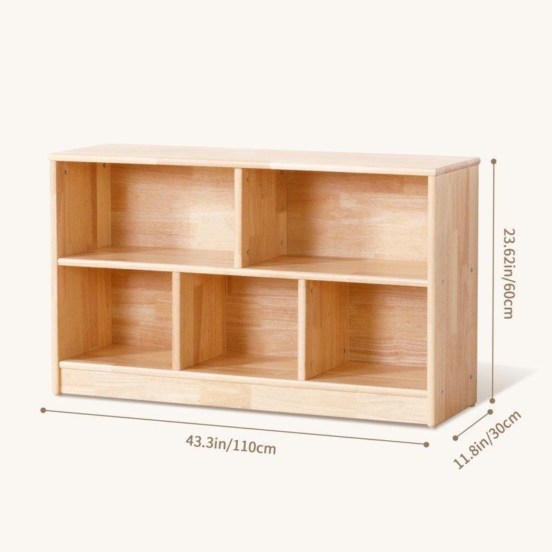Bej Kauçuk Ağacı 5 Bölmeli 2 Katlı Montessori Oyuncak Dolabı - 110 cm - 150306