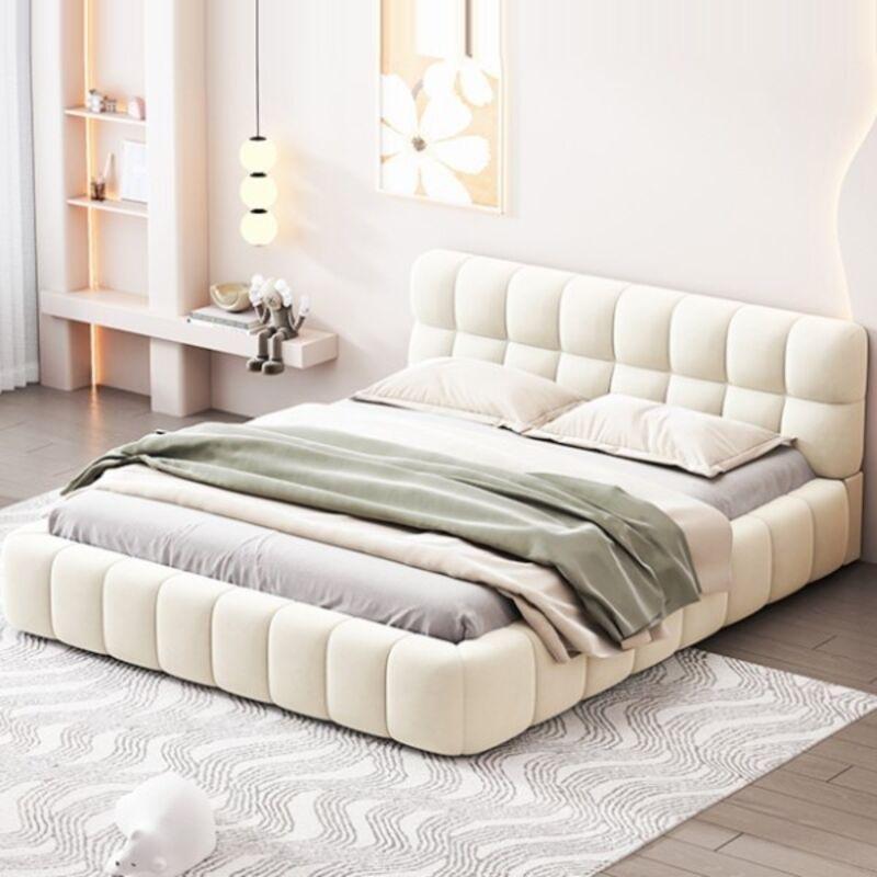 Bej Keten Döşemeli Yumuşak Başlıklı Latalı Baza - 140x190 cm - 143725