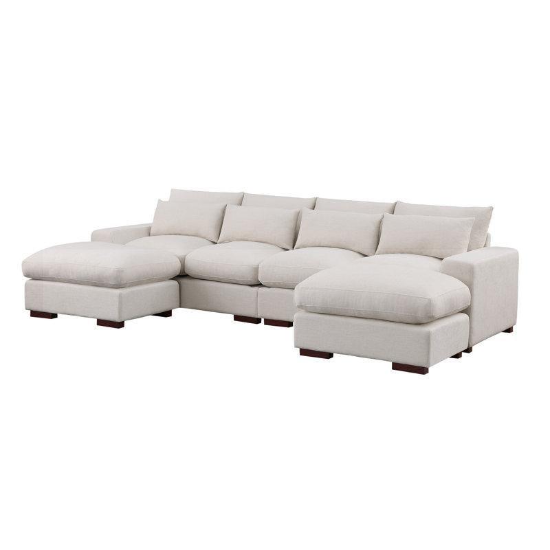 Bej Keten Karışımı Modüler Puflu Koltuk - 313 cm - 151642