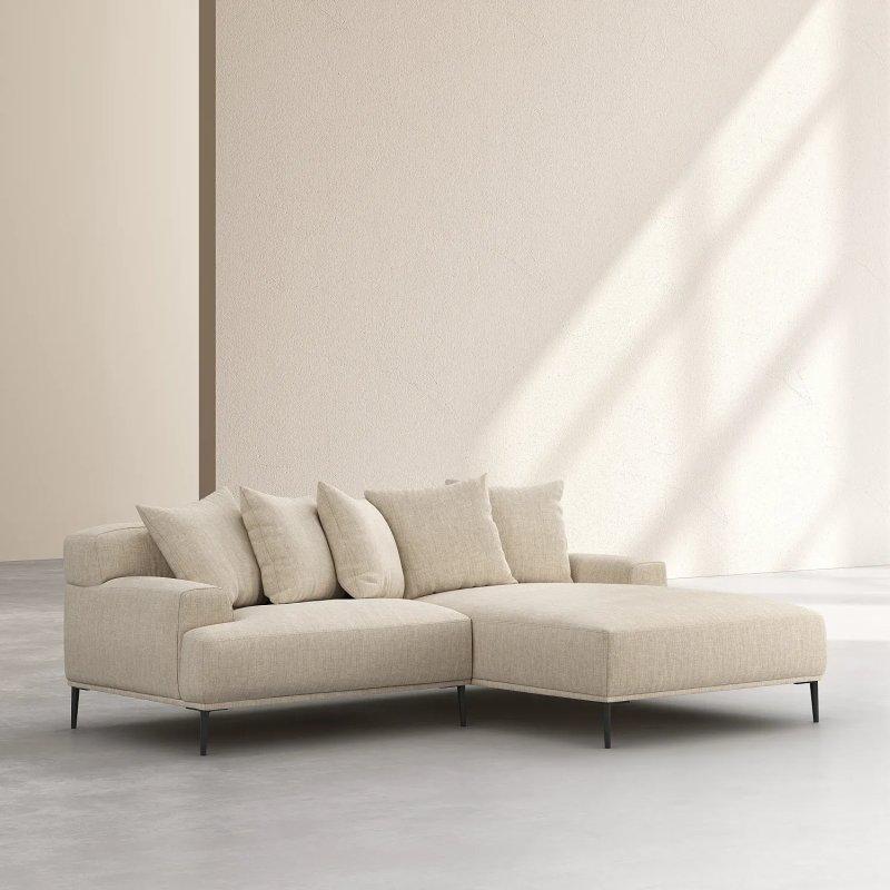 Bej Keten ve Pamuk Kuş Tüyü Dolgulu Sağ Köşe Koltuk - 228 cm - 155028