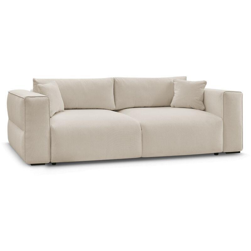 Bej Kırçıllı Kumaş Yataklı Sandıklı Üçlü Koltuk - 265 cm - 153494