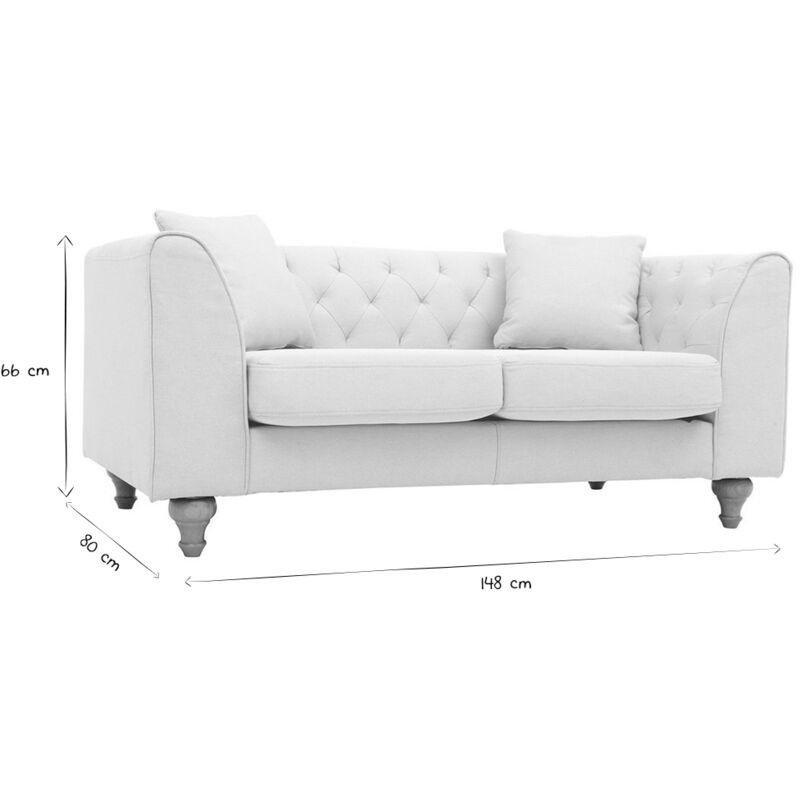 Bej Kumaş Ahşap Ayaklı Kapitoneli İkili Koltuk - 148 cm - 152788