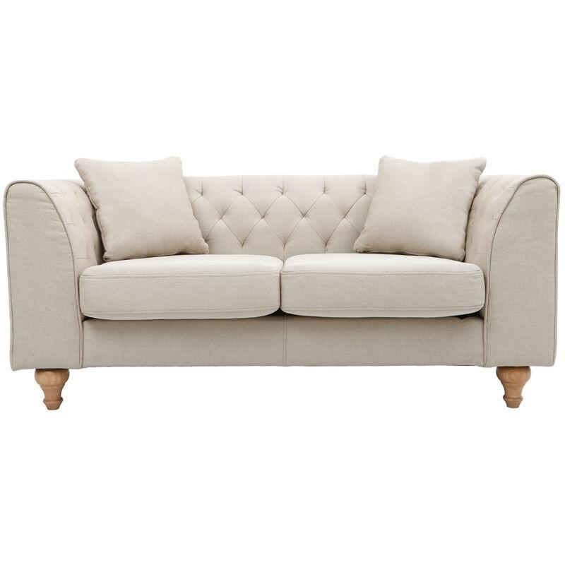 Bej Kumaş Ahşap Ayaklı Kapitoneli İkili Koltuk - 148 cm - 152788