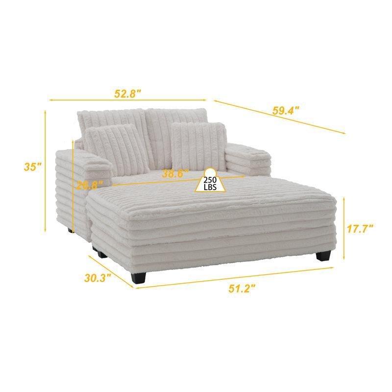 Bej Kumaş Bardaklıklı ve 4 Yastıklı Masif Ahşap Geniş Tekli Koltuk - 135 cm - 156412