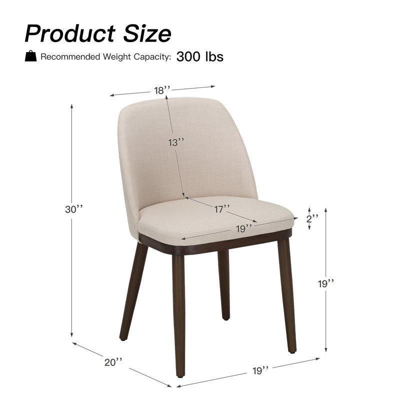 Bej Kumaş Döşemeli Masif Ahşap Ergonomik Yemek Sandalyesi Seti - 2 Adet - 146607