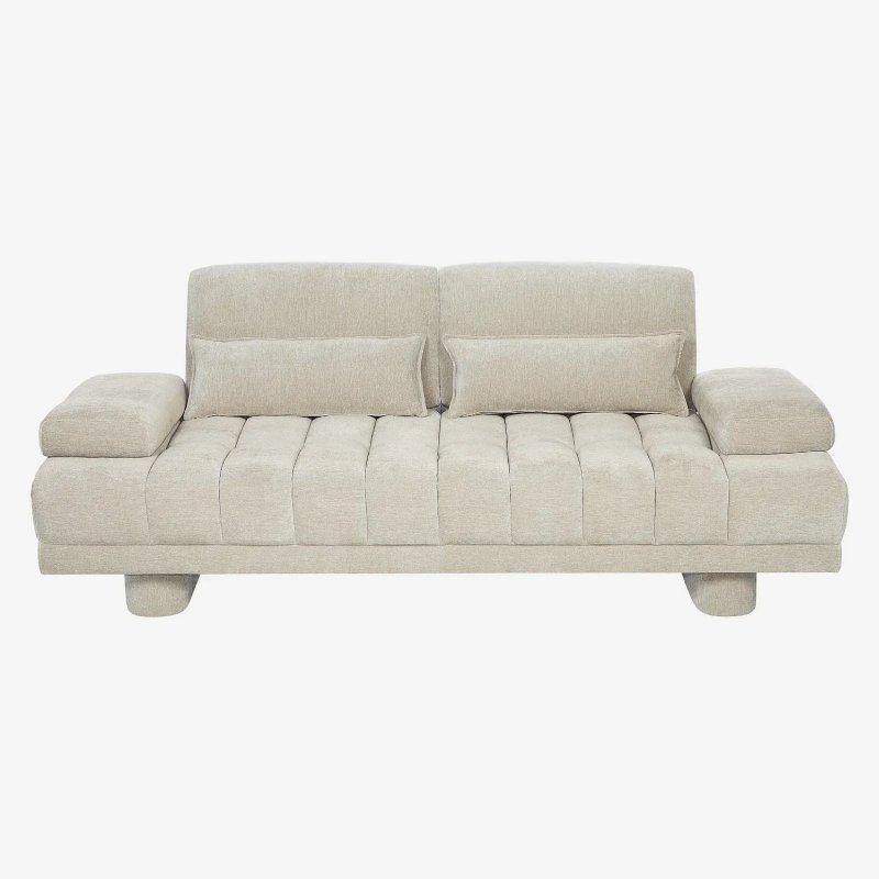 Bej Kumaş İleri-Geri Hareketli Sırt Mekanizmalı 3 Kişilik Koltuk - 214 cm - 154501