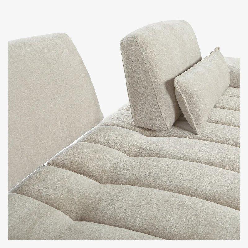 Bej Kumaş İleri-Geri Hareketli Sırt Mekanizmalı 3 Kişilik Koltuk - 214 cm - 154501