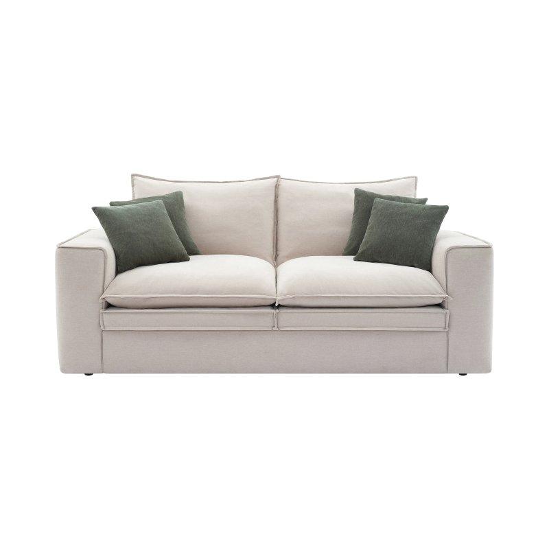 Bej Kumaş Kuş Tüyü Dolgulu 3 Kişilik Koltuk - 221 cm - 156160