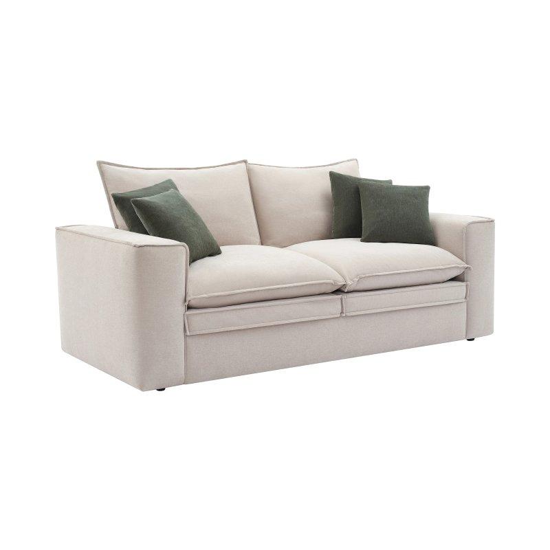 Bej Kumaş Kuş Tüyü Dolgulu 3 Kişilik Koltuk - 221 cm - 156160