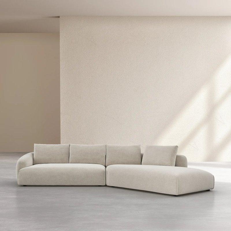 Bej Kumaş Kuş Tüyü Dolgulu Sağ Köşe Koltuk - 412 cm - 154721