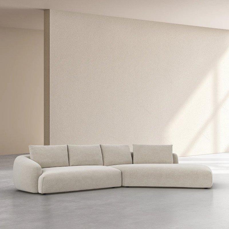 Bej Kumaş Kuş Tüyü Dolgulu Sağ Köşe Koltuk - 412 cm - 154721