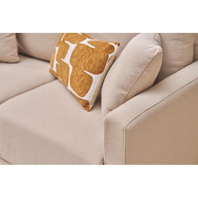 Bej Kumaş Masif Kauçuk Ağacı Ayaklı 2 Kişilik Koltuk - 137 cm - 152552