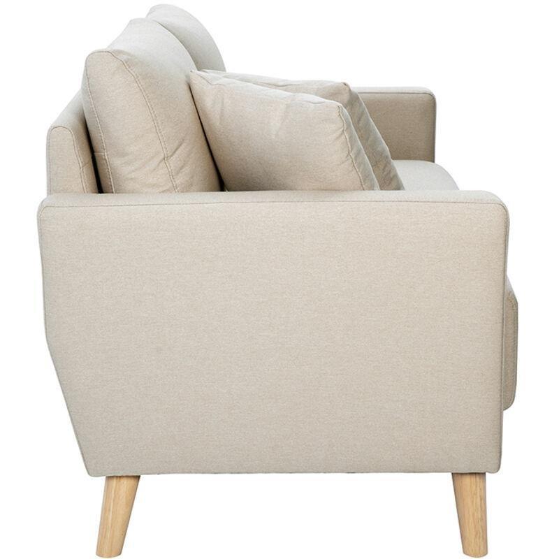 Bej Kumaş Masif Kauçuk Ağacı Ayaklı 2 Kişilik Koltuk - 137 cm - 152552