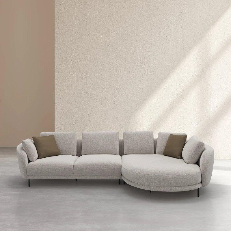 Bej Kumaş Tüy Dolgulu Çıkarılabilir Sırt Kılıflı Sağ Köşe Koltuk - 336x160 cm - 154986