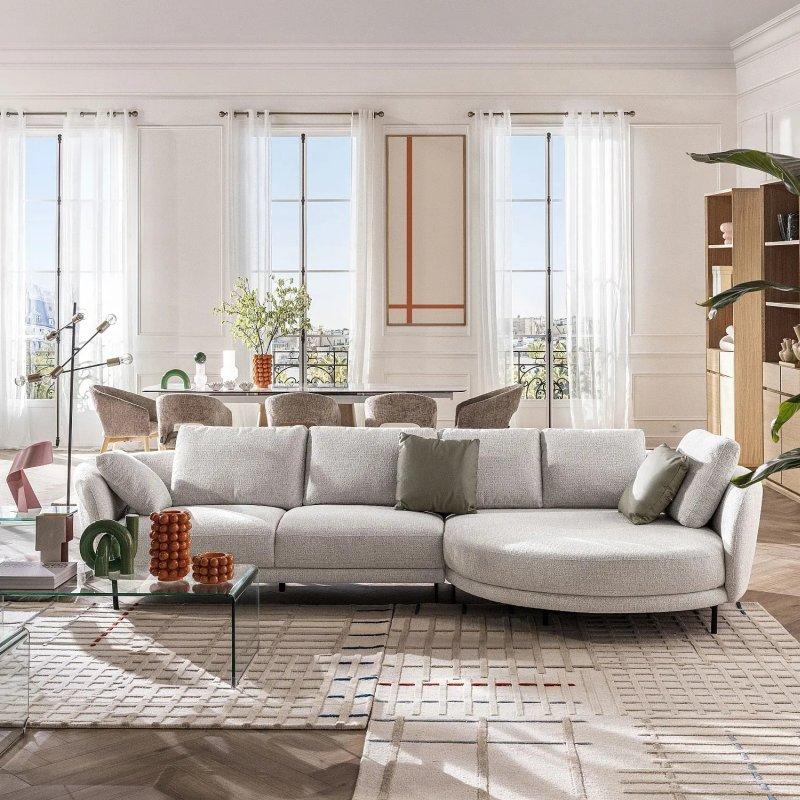 Bej Kumaş Tüy Dolgulu Çıkarılabilir Sırt Kılıflı Sağ Köşe Koltuk - 336x160 cm - 154986