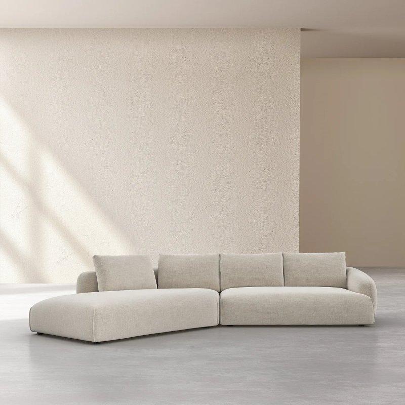 Bej Kuş Tüyü Dolgulu Kumaş Sol Köşe Koltuk - 412 cm - 154562