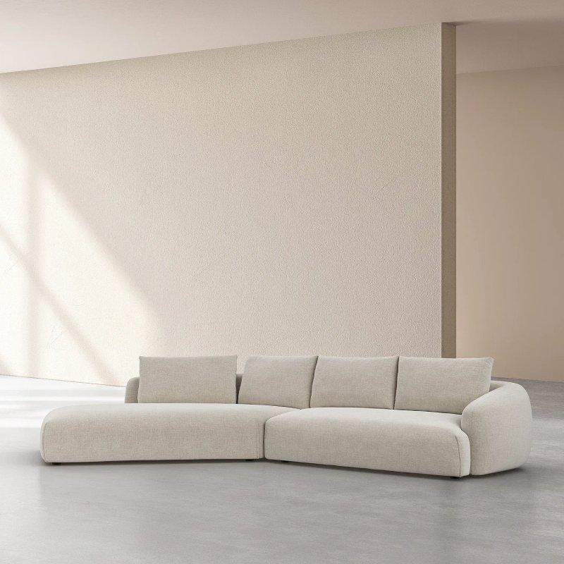 Bej Kuş Tüyü Dolgulu Kumaş Sol Köşe Koltuk - 412 cm - 154562