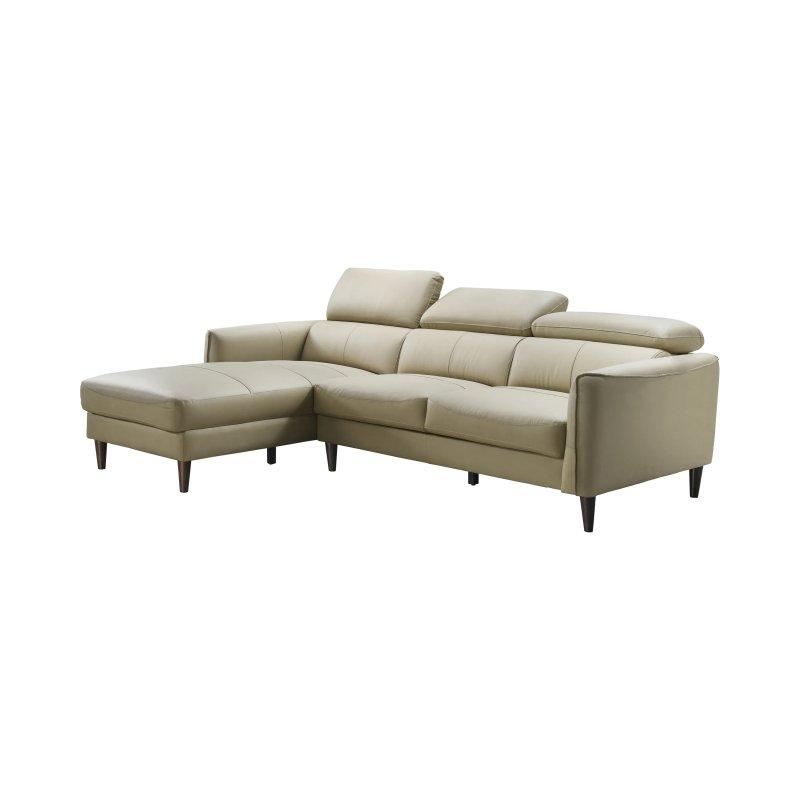 Bej Manda Derisi 6 Kademeli Ayarlanabilir Başlıklı Sol Köşe Koltuk - 248x179 cm - 155785