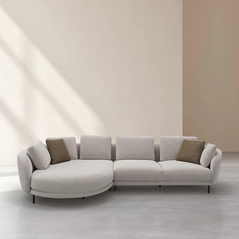 Bej Metal Ayaklı Kuş Tüyü Dolgulu Çıkarılabilir Sırt Kılıflı Sol Köşe Koltuk - 336x160 cm - 154753