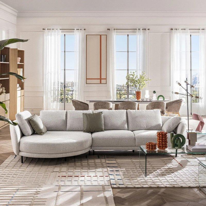 Bej Metal Ayaklı Kuş Tüyü Dolgulu Çıkarılabilir Sırt Kılıflı Sol Köşe Koltuk - 336x160 cm - 154753