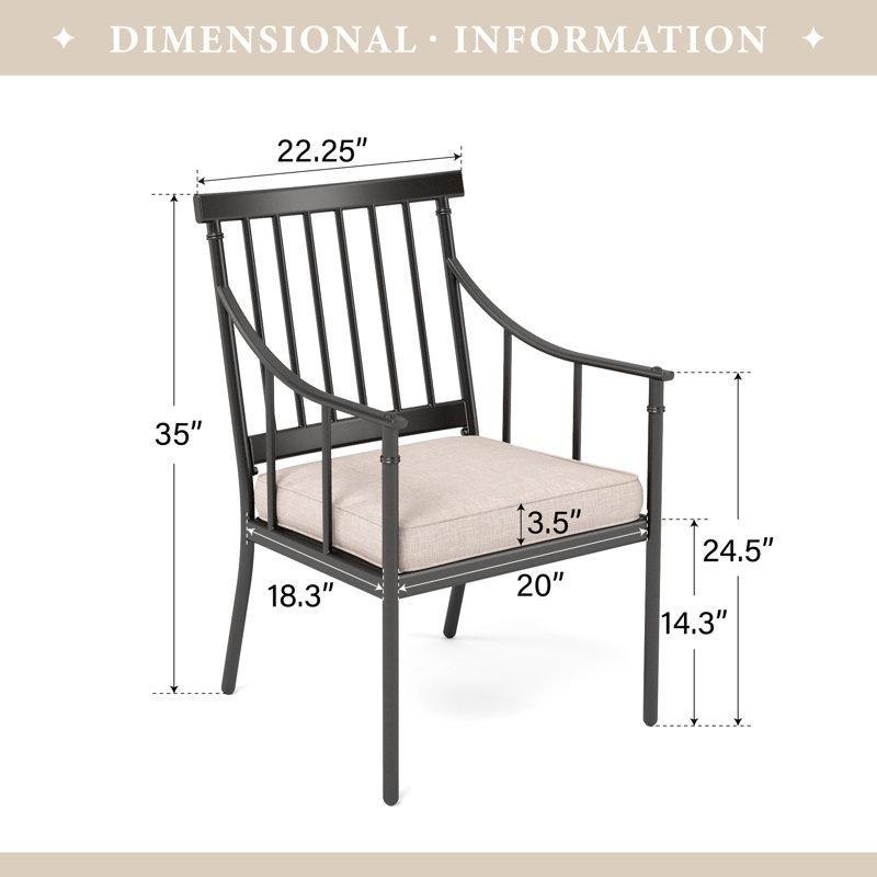 Bej Minderli Siyah Çelik İkili Set Ferforje Sandalye - 145947