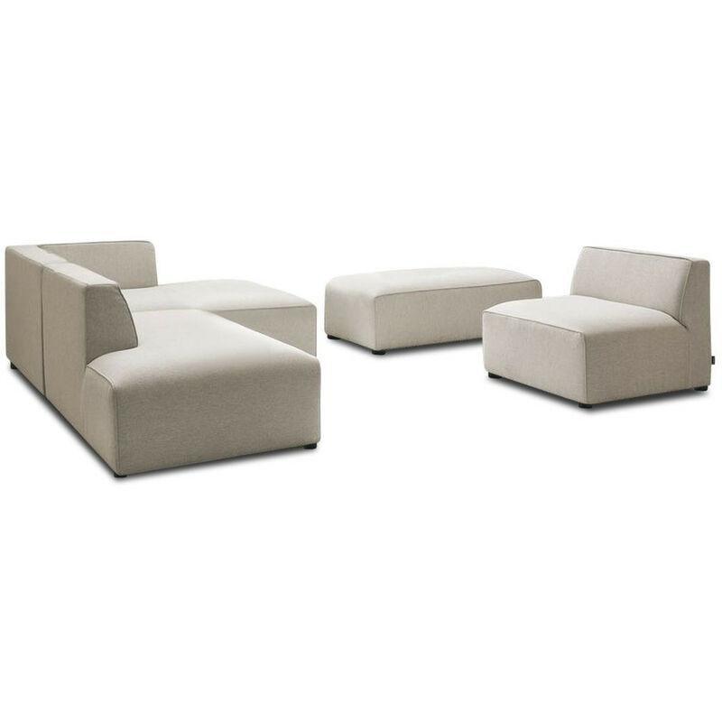 Bej Polyester Kumaş Modüler Puflu Sağ Köşe Koltuk Takımı - 250 cm - 153220