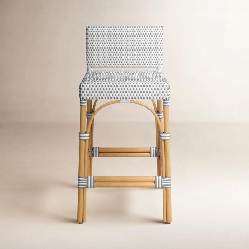 Bej Rattan Alçak Sırtlı Dört Ayaklı Hasır Bar Sandalyesi - 63 cm - 148215
