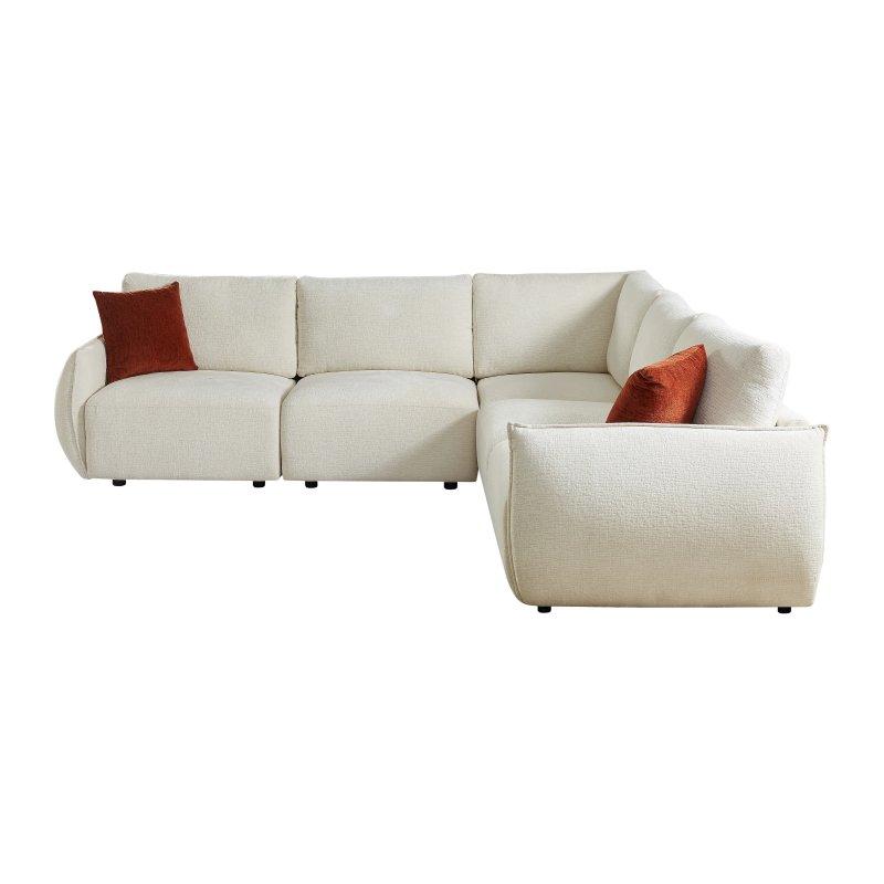 Bej Şönil Kumaş Terracotta Kırlentli Köşe Koltuk - 276x276 cm - 156118