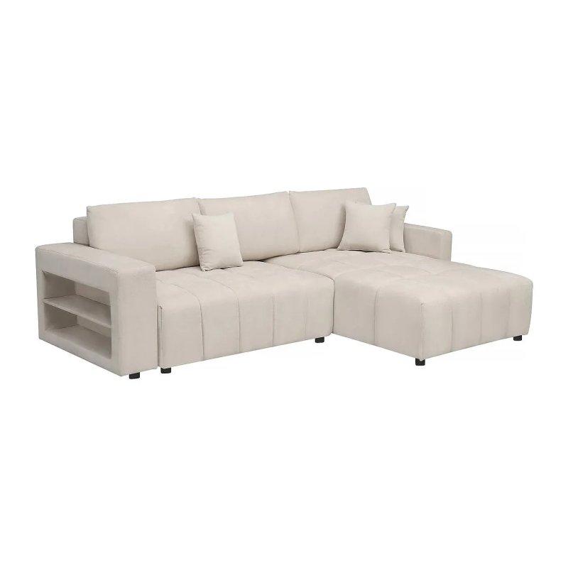 Bej Şönil Kumaş Yataklı 3 Kişilik Köşe Koltuk - 233x146 cm - 155686