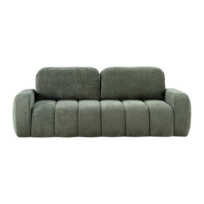 Bej Şönil Kumaş Yataklı Sandıklı Kapitoneli Üçlü Koltuk - 256 cm - 156169