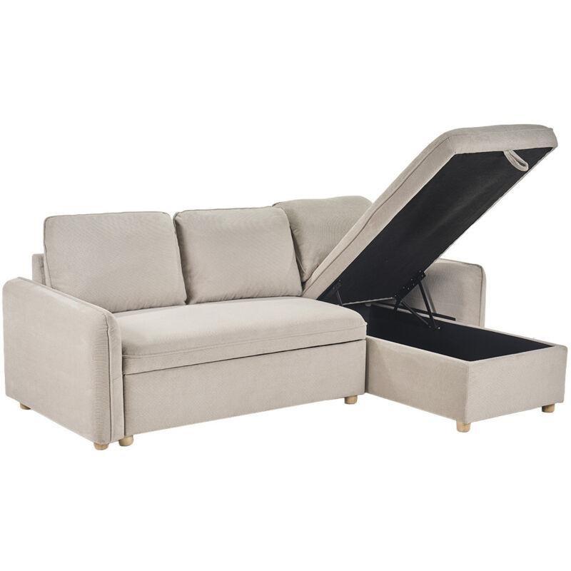 Bej Şönil Kumaş Yataklı Sandıklı Yönü Değiştirilebilir Köşe Koltuk - 212 cm - 153079