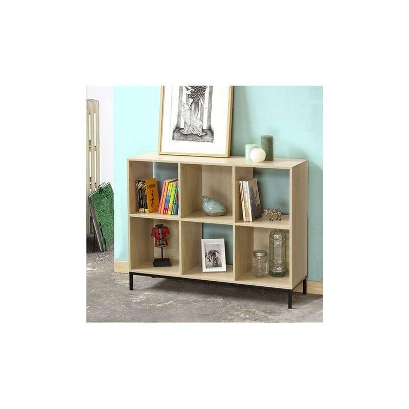 Bej Suntalam 6 Bölmeli Siyah Metal Ayaklı Oyuncak Dolabı - 94x30x73 cm - 150879