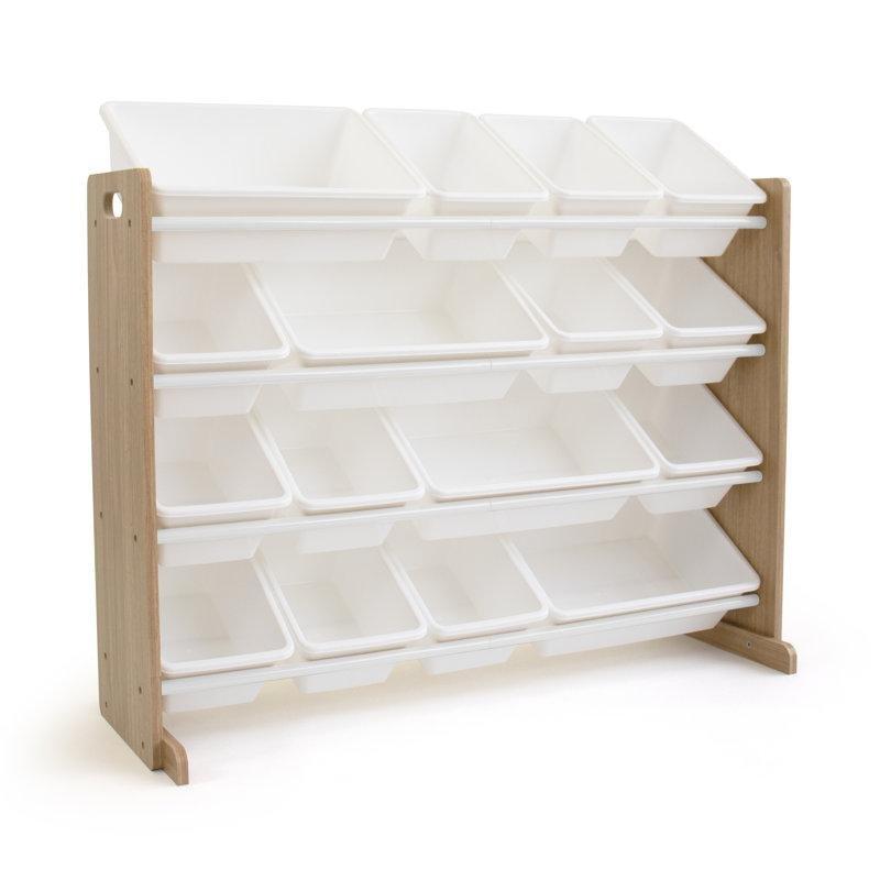 Beyaz Ahşap 16 Renkli Sepetli Geniş Oyuncak Dolabı - 107x40x79 cm - 150429